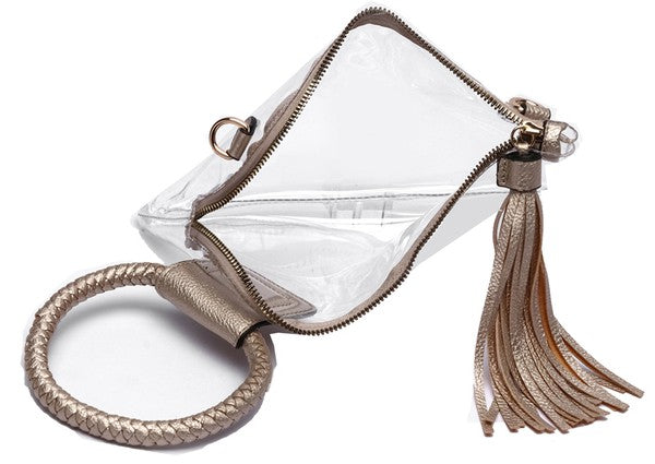 Clear Wristlet Clutch with Cuff Handle