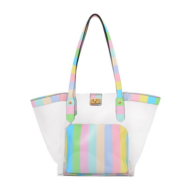 Clear Stripe Tote with Pouch