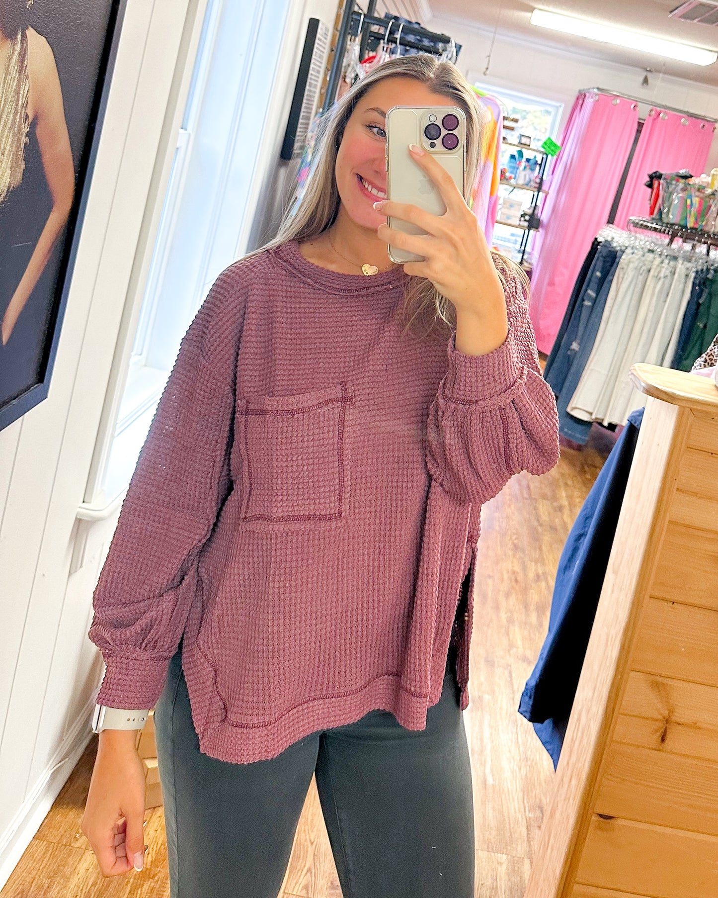 Chunky Waffle Knit Top