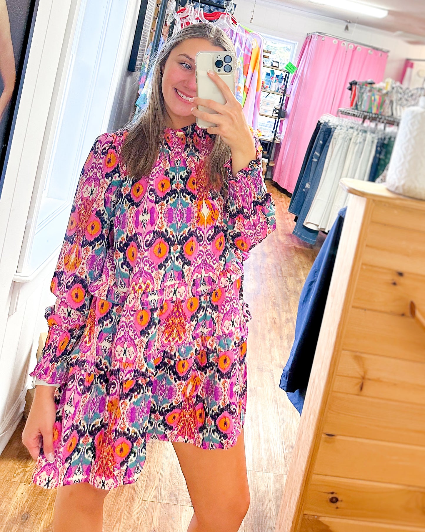 Ruffle Tiered Print Dress