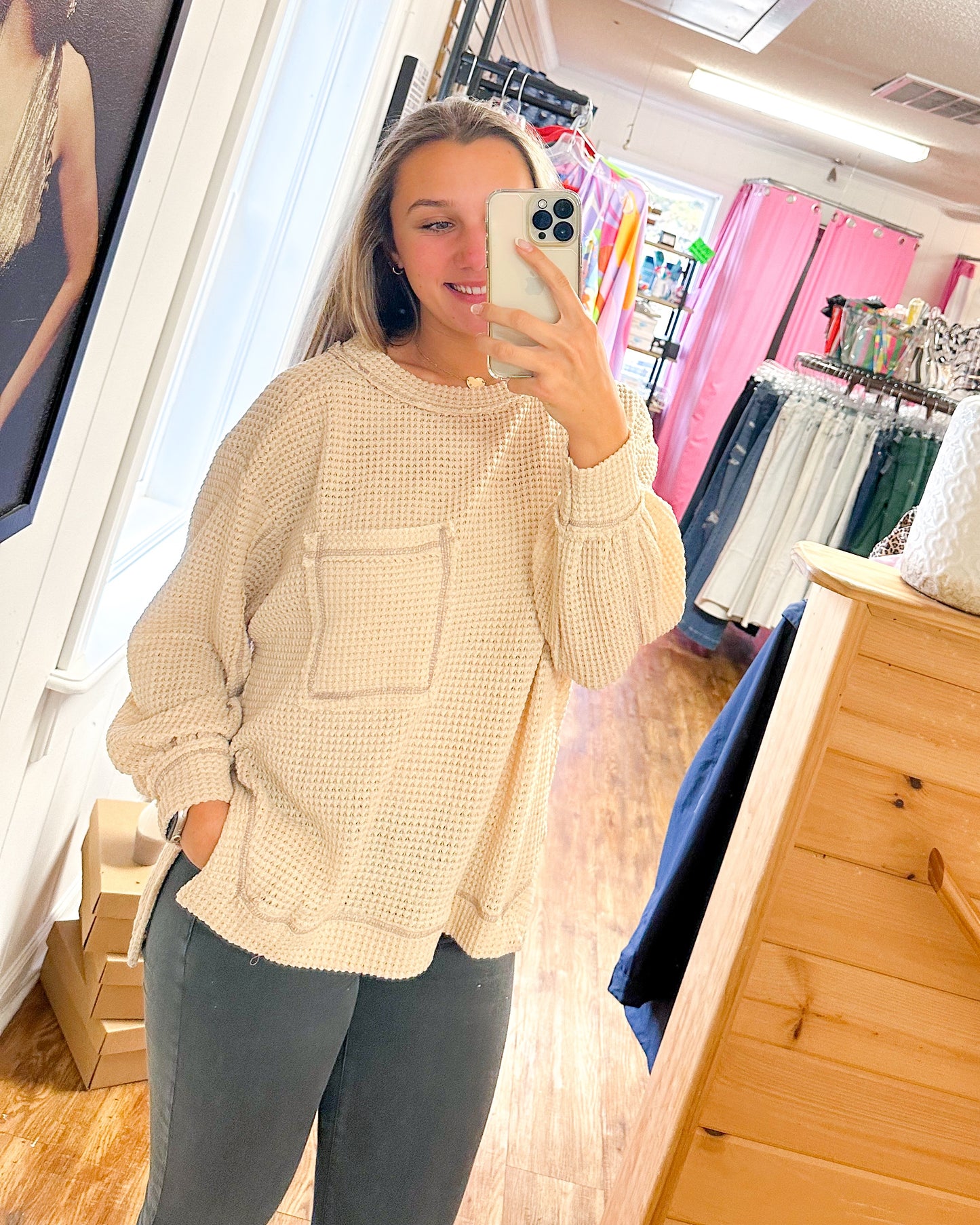 Chunky Waffle Knit Top