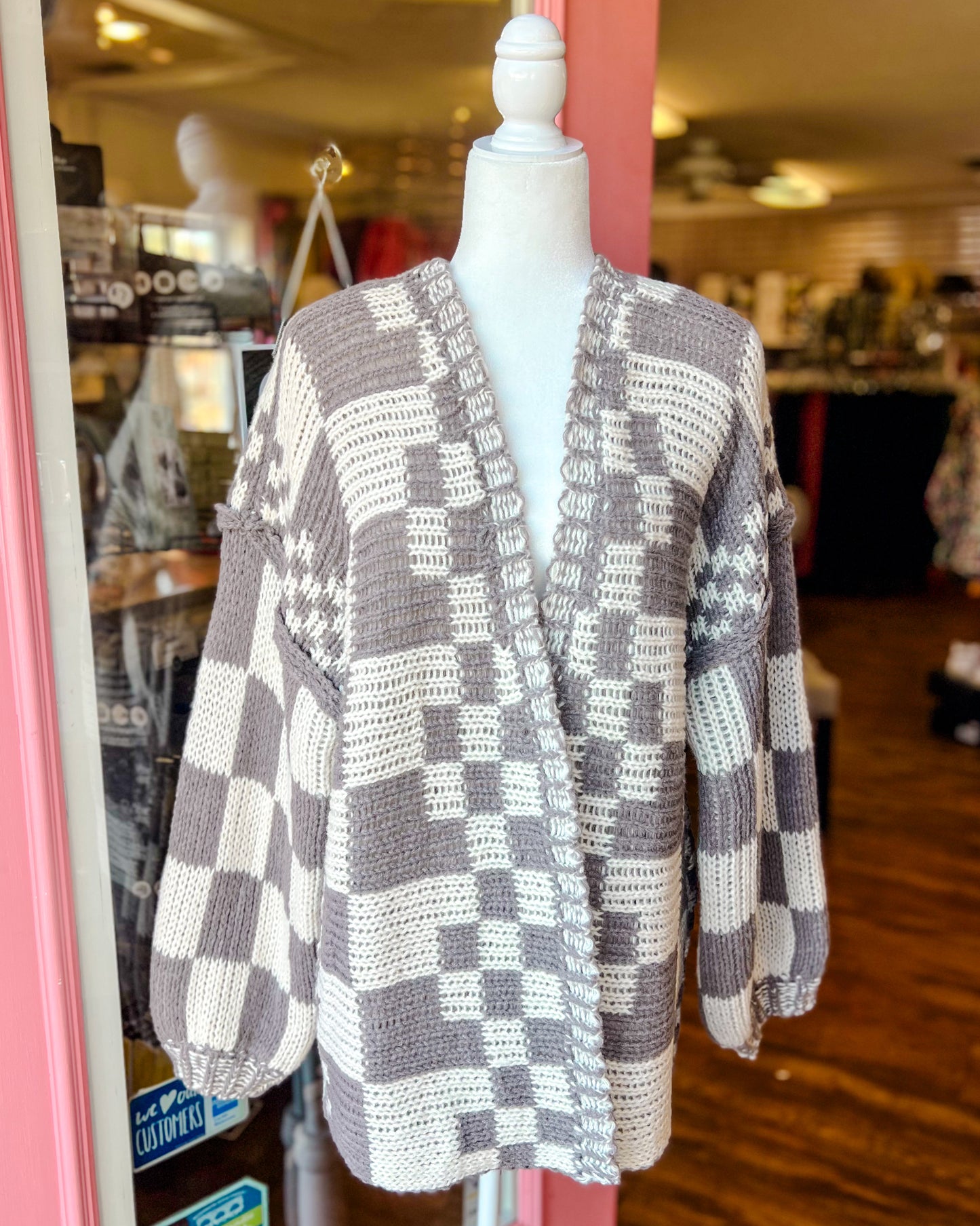 Chunky Checked Cardigan