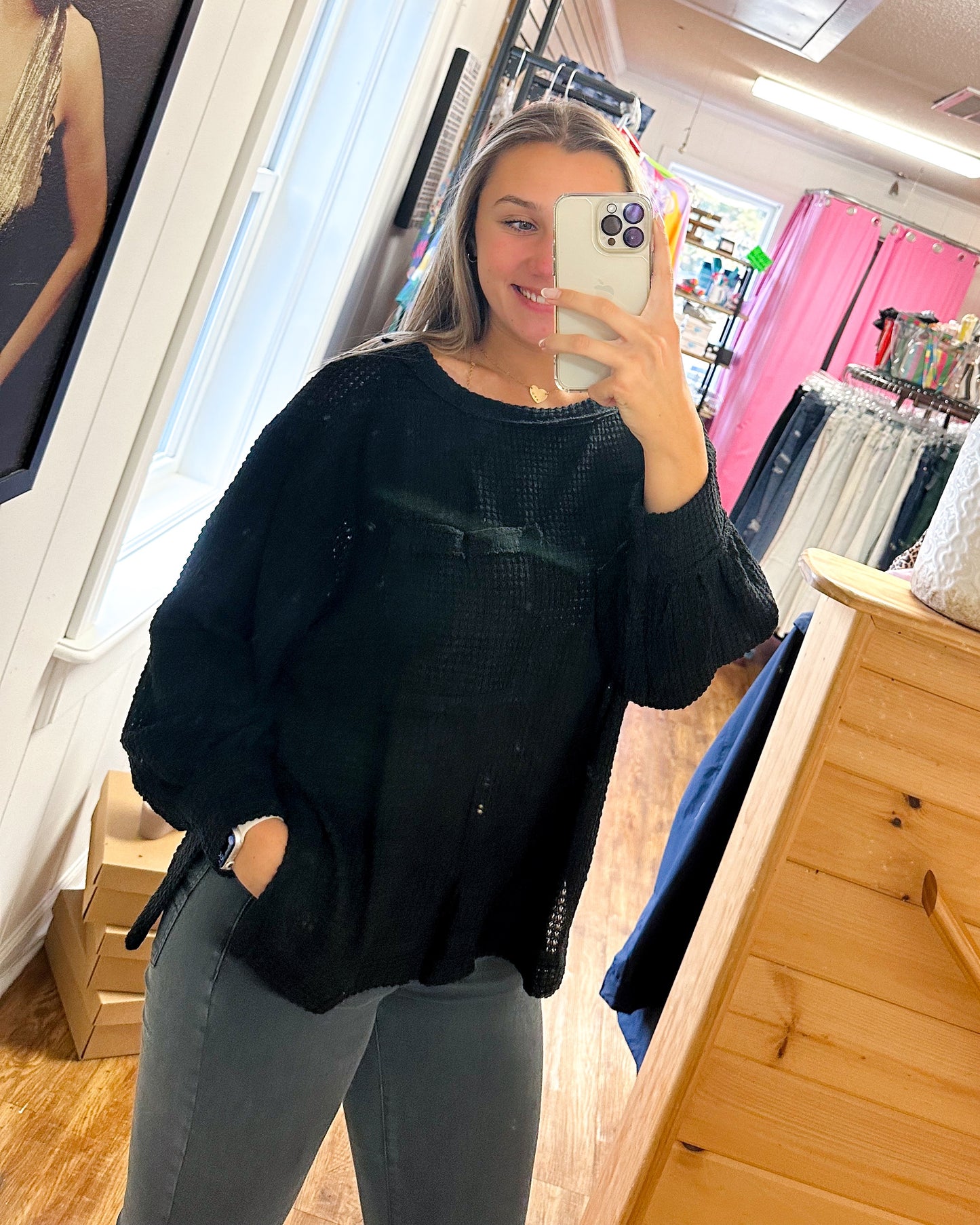 Chunky Waffle Knit Top