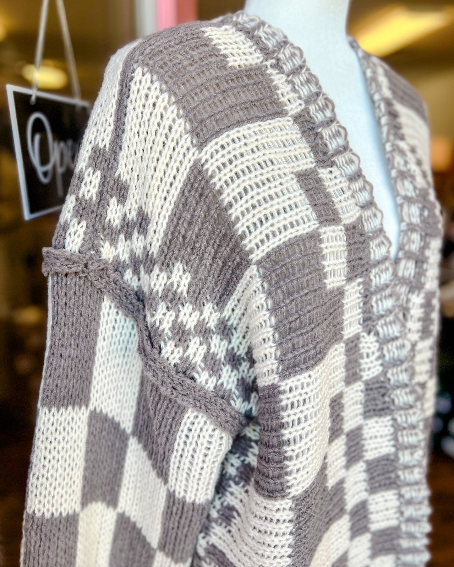 Chunky Checked Cardigan