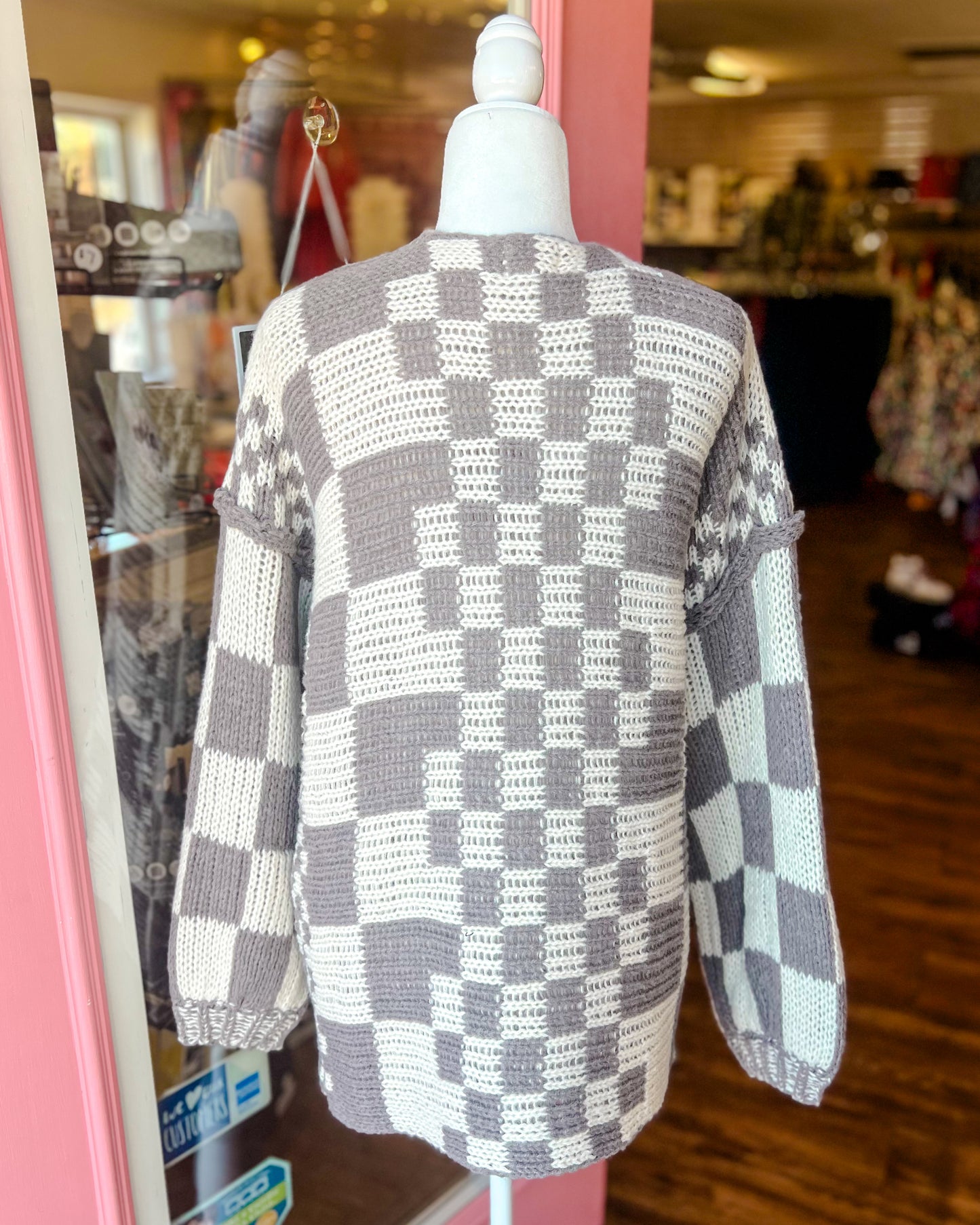 Chunky Checked Cardigan