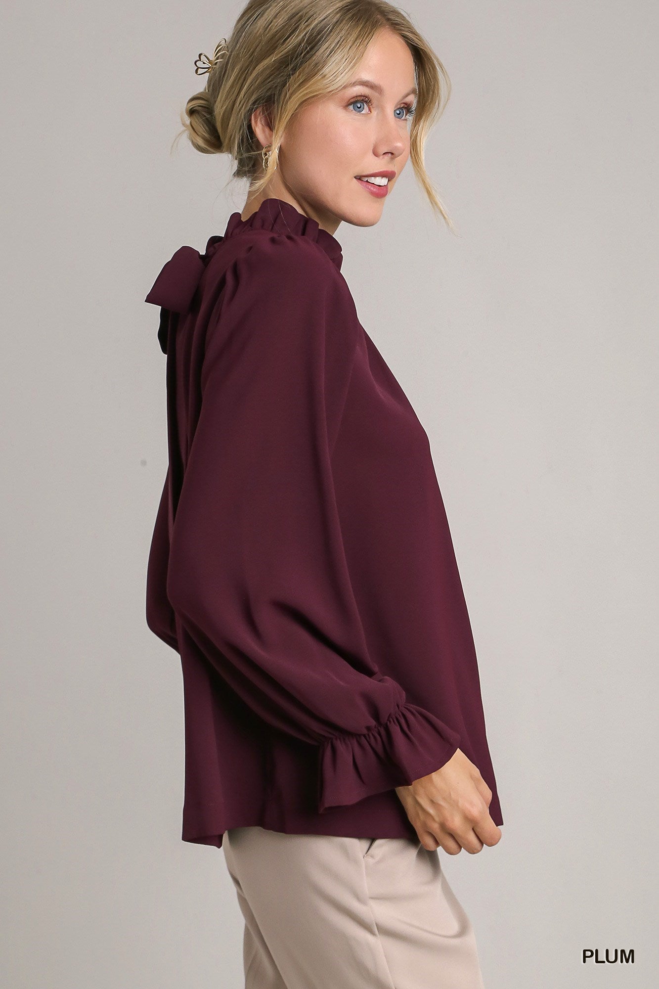 Woven Ruffle Top with Back Tie
