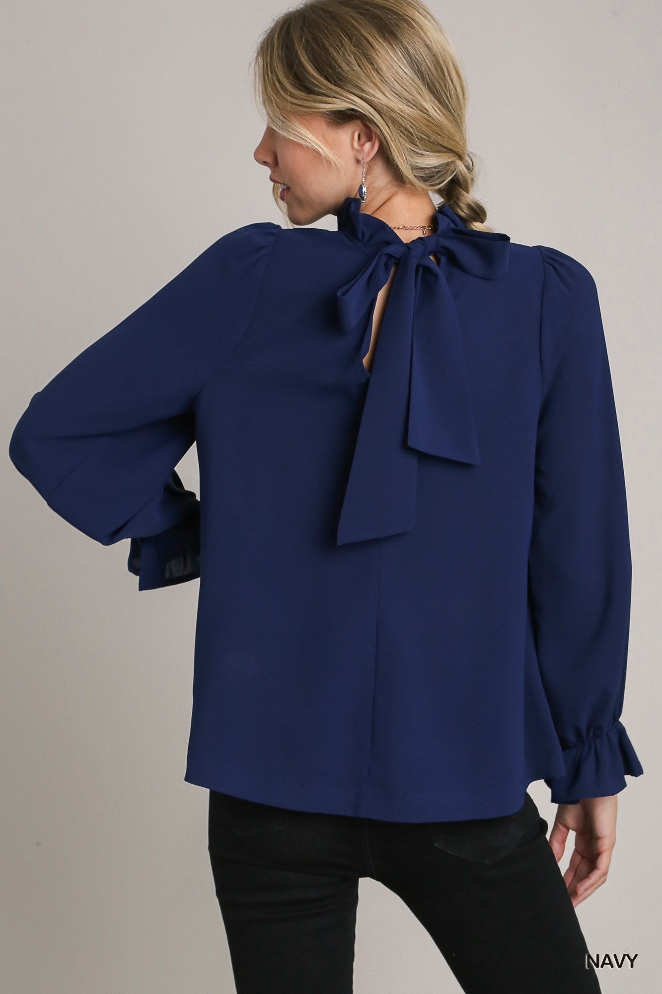 Woven Ruffle Top with Back Tie