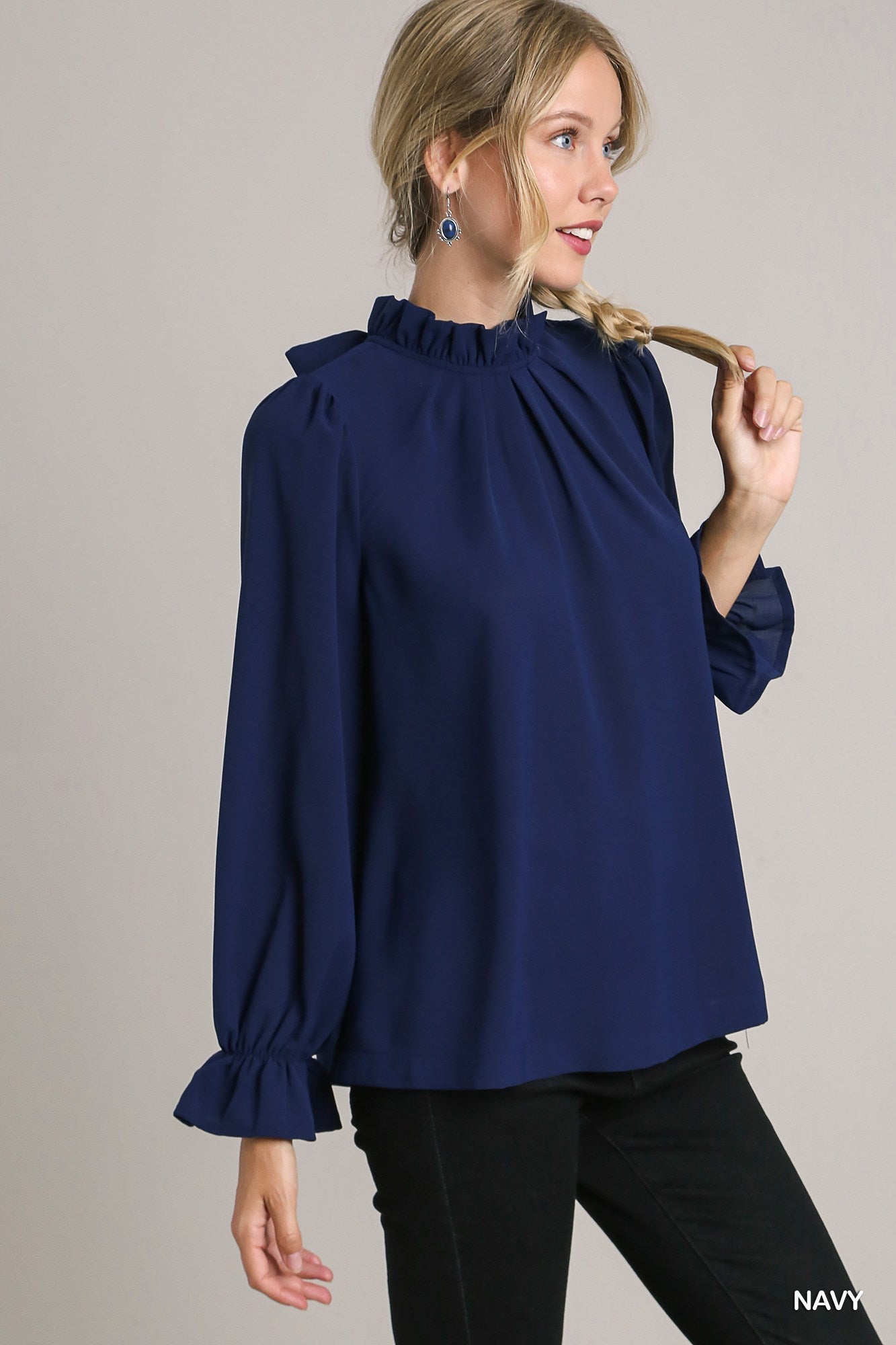 Woven Ruffle Top with Back Tie