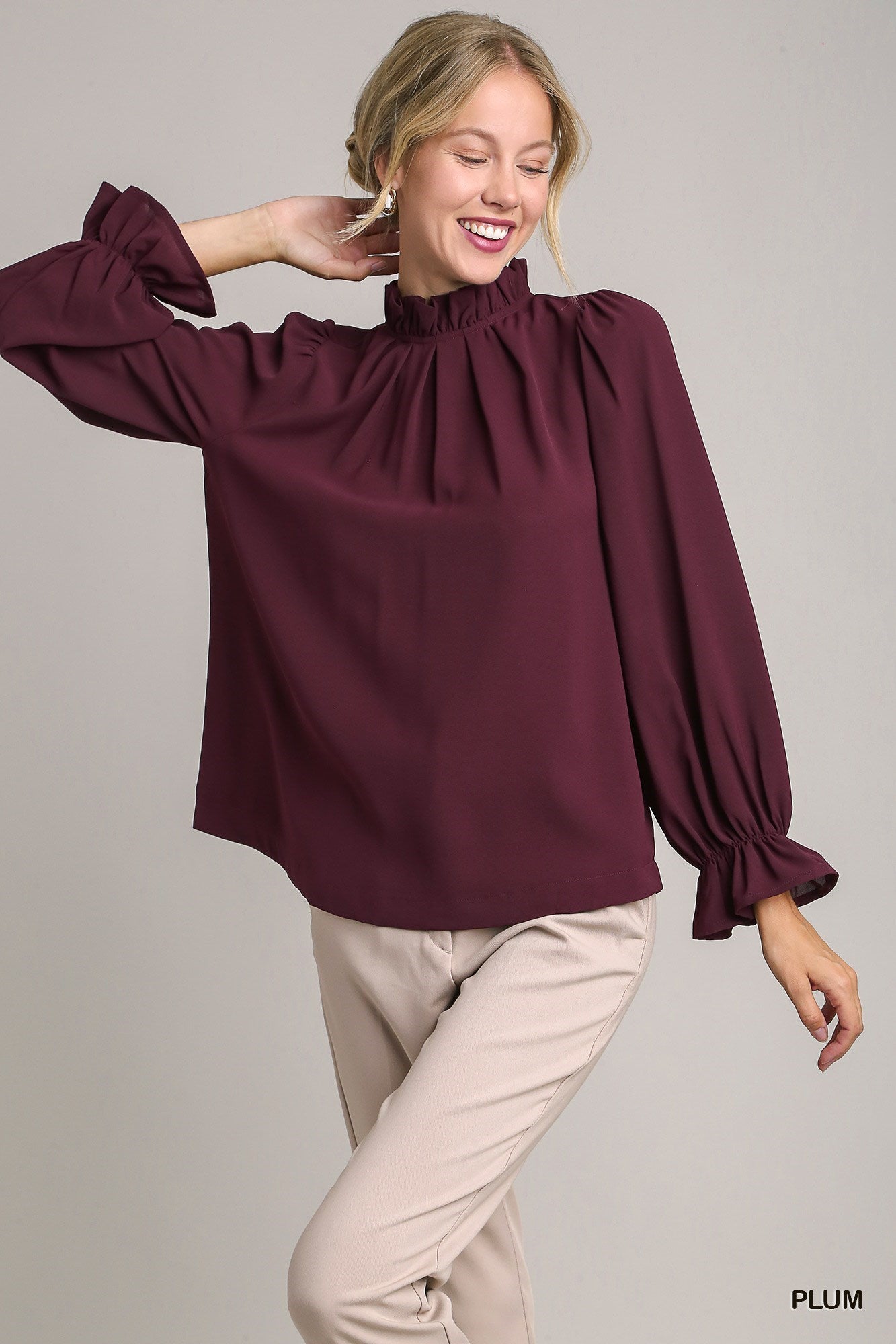 Woven Ruffle Top with Back Tie
