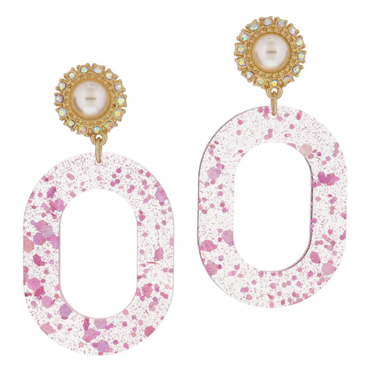 Pearl and Pink Glitter Earrings