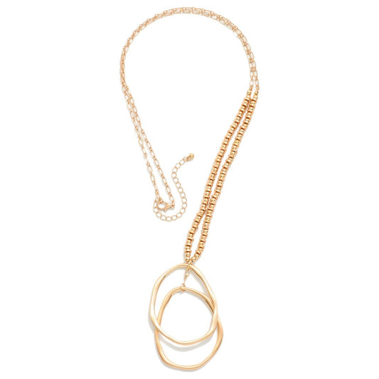 Link Beaded Hoop Pendant Necklace