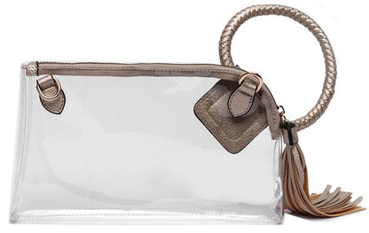 Clear Wristlet Clutch with Cuff Handle
