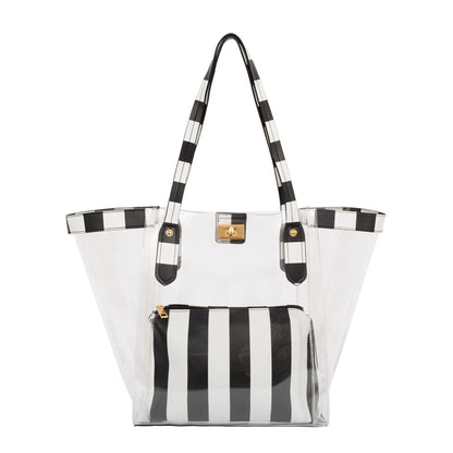 Clear Stripe Tote with Pouch