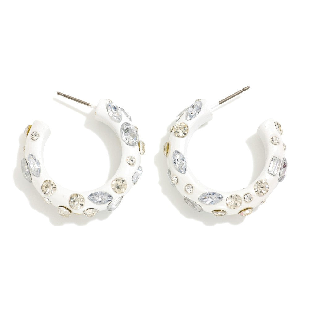 Rhinestone Studded Hoop Earrings