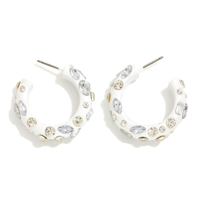 Rhinestone Studded Hoop Earrings