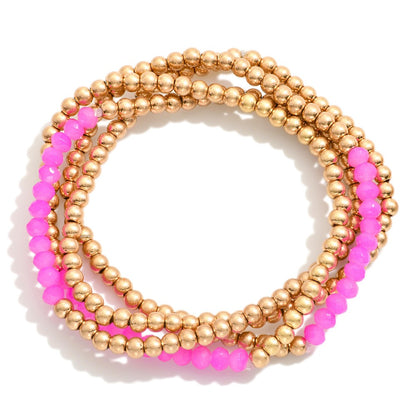 Worn Gold and Color Beaded Bracelet