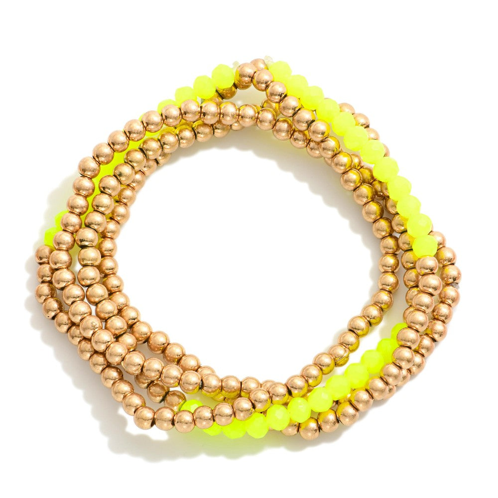 Worn Gold and Color Beaded Bracelet