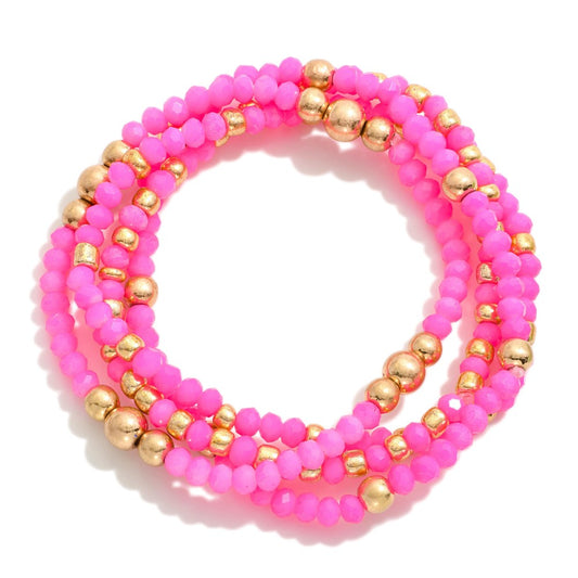 Color Beaded and Gold Wish Bracelet Set