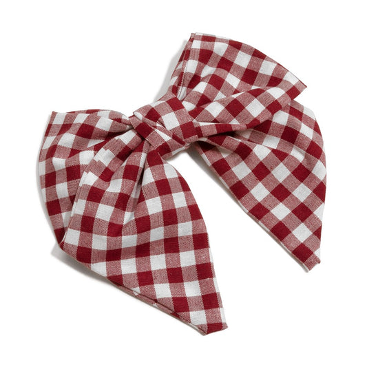 6" Checkered Plaid Game Day Clip-in Hair Bow