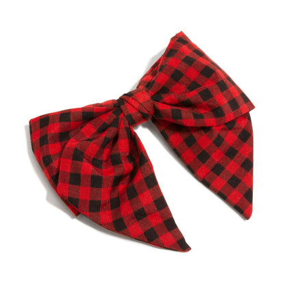 6" Checkered Plaid Game Day Clip-in Hair Bow