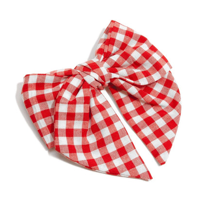 6" Checkered Plaid Game Day Clip-in Hair Bow