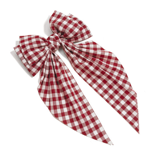 12"Checkered Plaid Game Day Oversized Clip-in Hair Bow