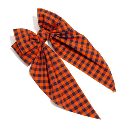 12"Checkered Plaid Game Day Oversized Clip-in Hair Bow