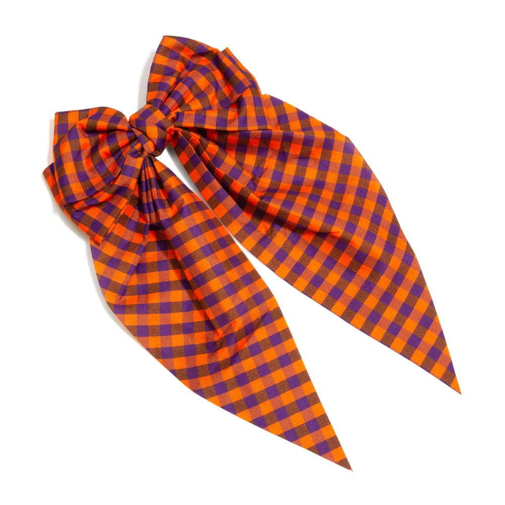 12"Checkered Plaid Game Day Oversized Clip-in Hair Bow