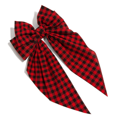 12"Checkered Plaid Game Day Oversized Clip-in Hair Bow