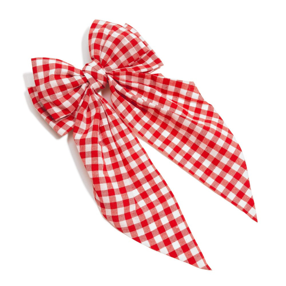 12"Checkered Plaid Game Day Oversized Clip-in Hair Bow