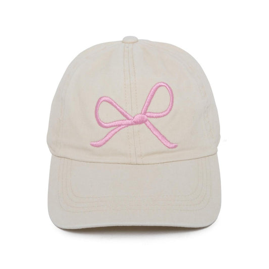 Embroidered Bow Baseball Cap