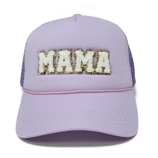 MAMA Glitter Chenille Patch Trucker Hat