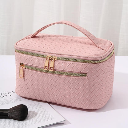 Faux Leather Quilted Travel Make Up Case