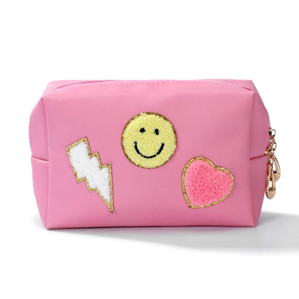 Smiley Chenille Patch Make Up Pouch