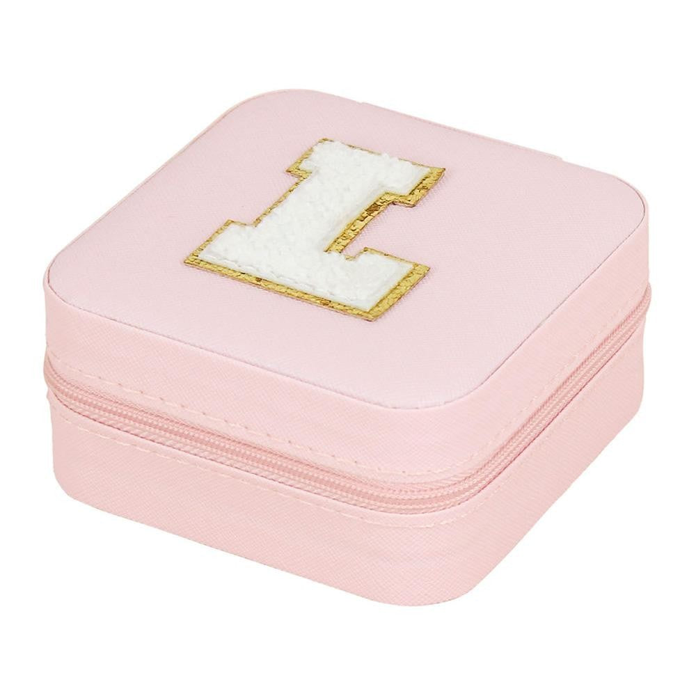 Initial Chenille Patch Travel Jewelry Box