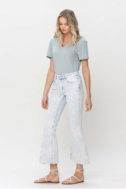 Bleached Crop Flare Jeans
