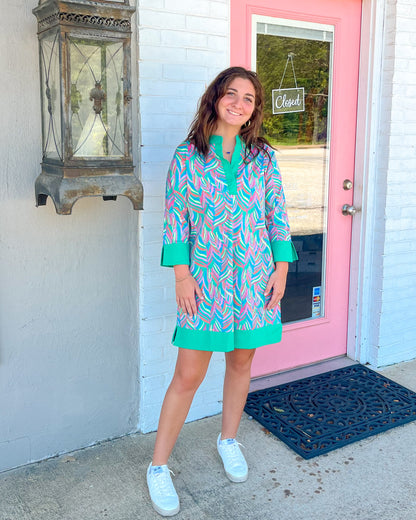 The Camille Dress - Palm Fresca Teal