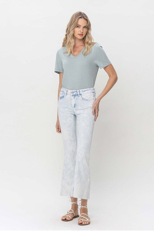 Bleached Crop Flare Jeans