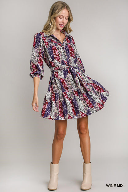 Mixed Print Dress