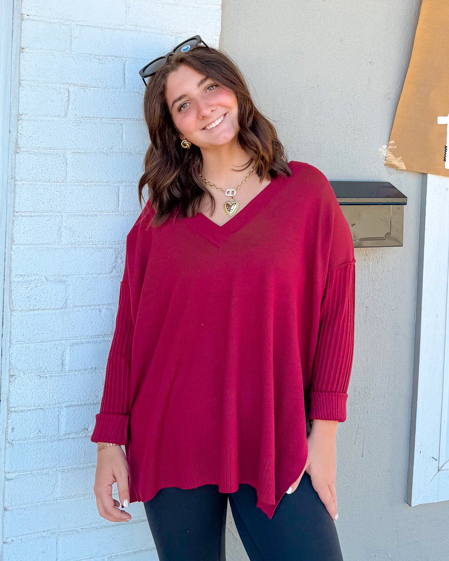 Viscose Ribbed Hem & Sleeve Sweater