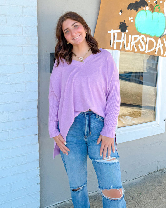 Viscose Ribbed Hem & Sleeve Sweater