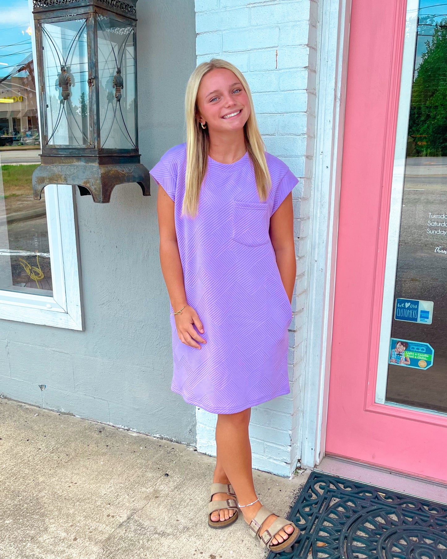 Textured T-Shirt Dress - Lavender