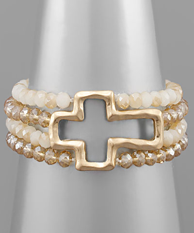 Cross Bracelet with Glass Beads