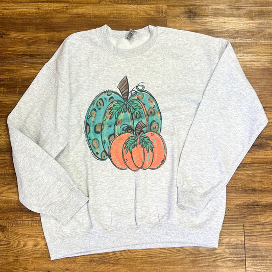 Teal Leopard Pumpkin Sweatshirt