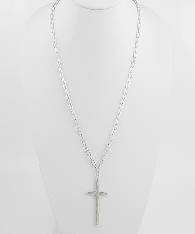 Hammered Cross Necklace