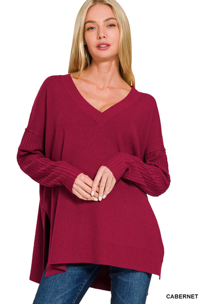 Viscose Ribbed Hem & Sleeve Sweater