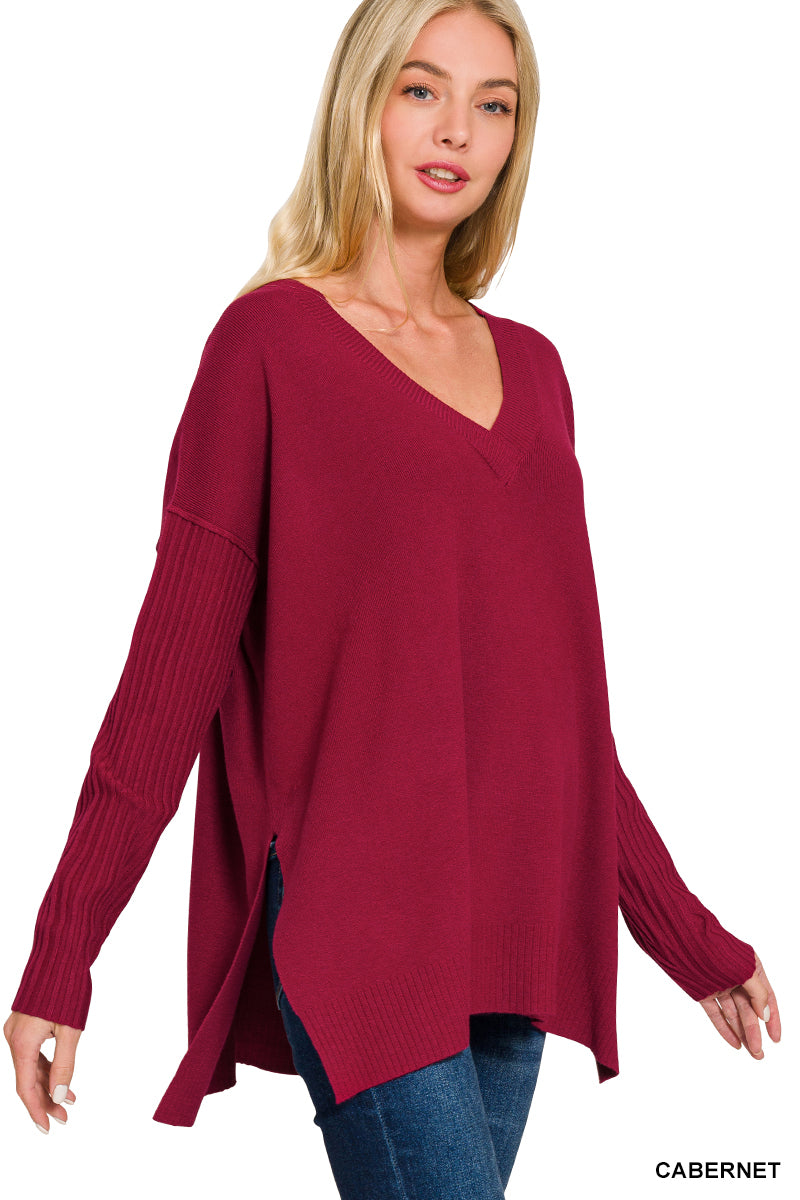 Viscose Ribbed Hem & Sleeve Sweater