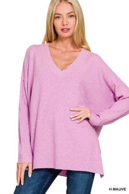 Viscose Ribbed Hem & Sleeve Sweater