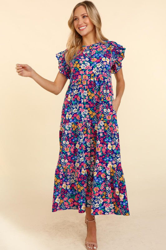 Floral Ruffle Maxi Dress Plus