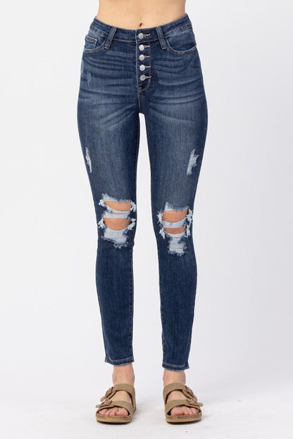 Judy Blue Distressed Hi-Rise Skinny Jeans